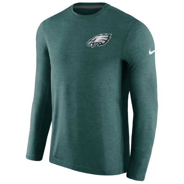 Men's Philadelphia Eagles Nike Midnight Green Coaches Long Sleeve Performance T-Shirt,We sell and wholesale Men's Philadelphia Eagles Nike Midnight Green Coaches Long Sleeve Performance T-Shirt on line form chian!